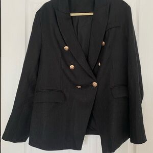 Elegant Black Double-Breasted Women's Blazer